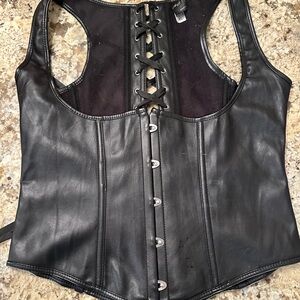 Faux leather black vest